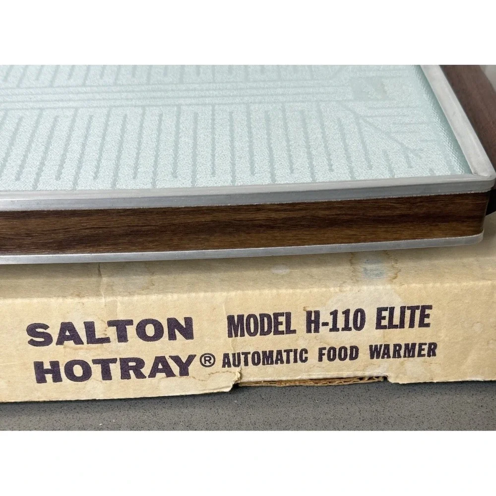 VTG Salton Hotray H-110 Food Warmer MCM Mid Century Modern Glass Hot Plate Box